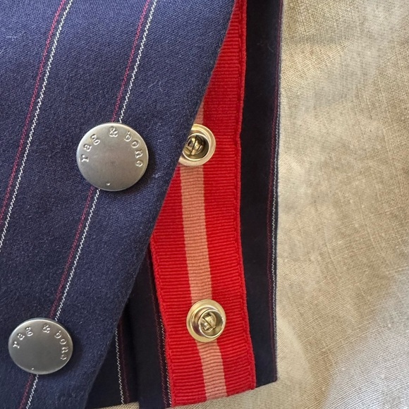 Rag & Bone Navy “Simone” Snap Ankle Pants With Red/White Pinstripes Size 2 EUC - Picture 11 of 13